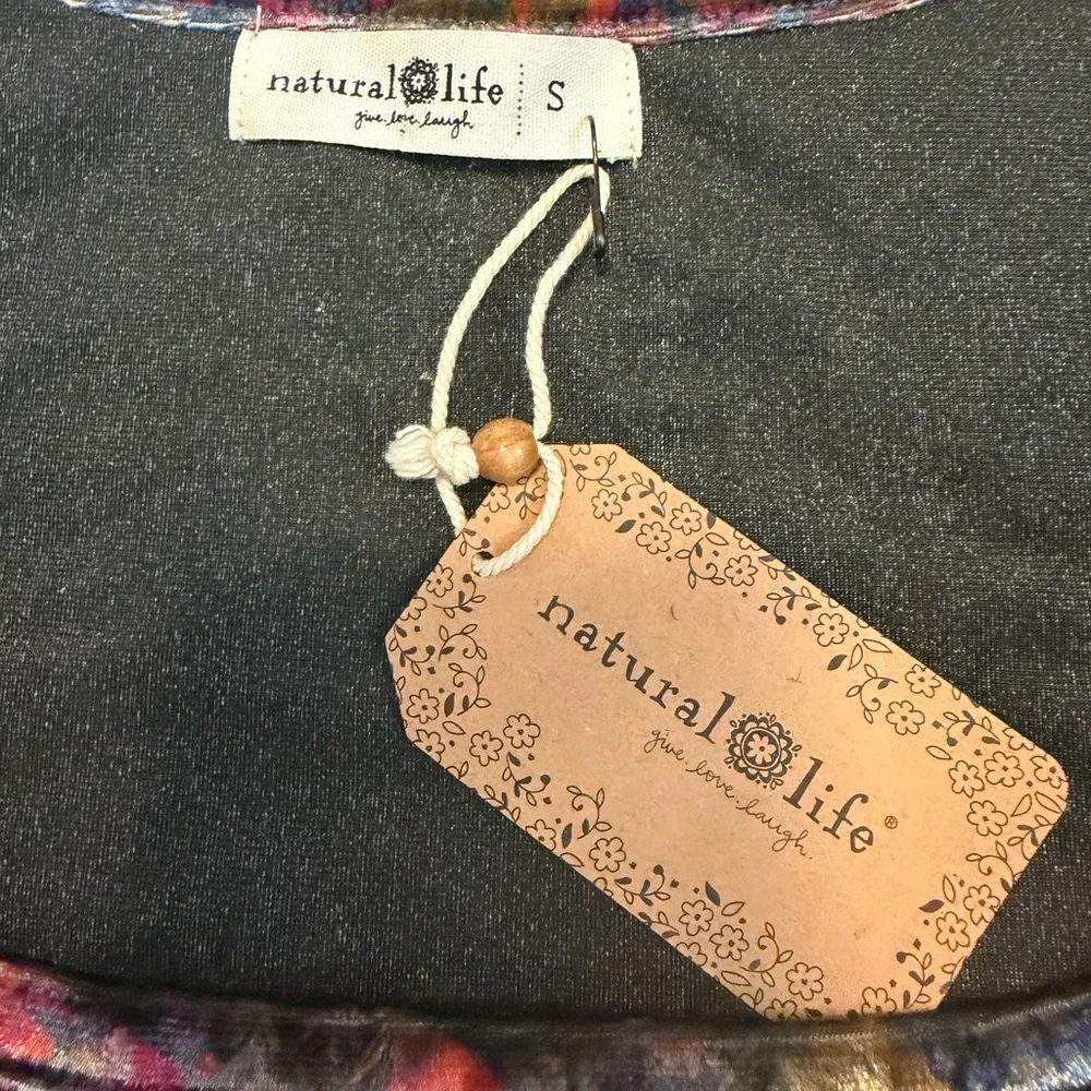 NWT Natural Life Floral Velvet Long Sleeve Top Boho Fitted Size Small - Picture 4 of 4